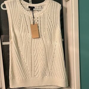 Halogen Cream Sleeveless Knit Sweater